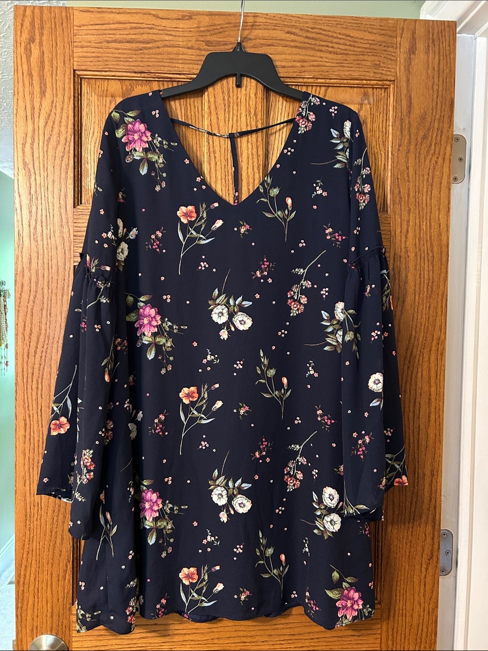 Navy T Back Floral Dress